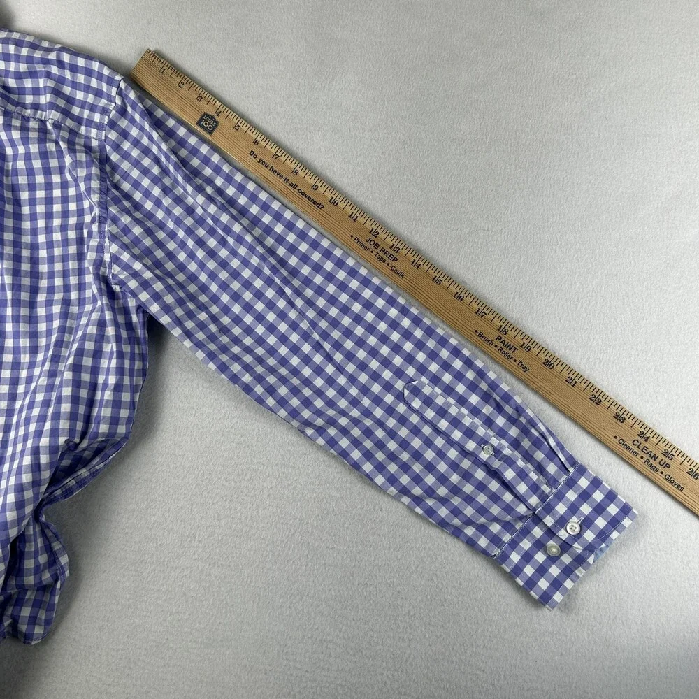 Banana Republic Shirt Mens Large Blue Check Long Sleeve Stretch Button Up Slim